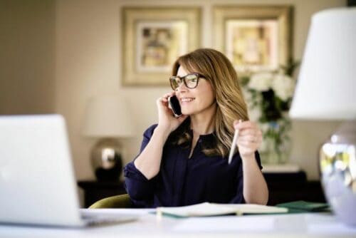 A real estate agent on the phone