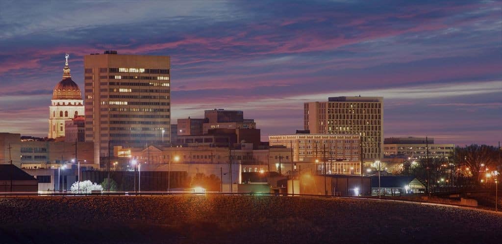 Topeka, Kansas at sunset.