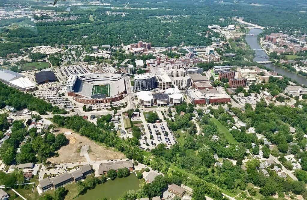 Bird’s Eye view of Iowa City, Iowa.