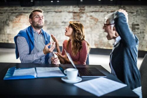 frustrated real estate agent works with difficult clients